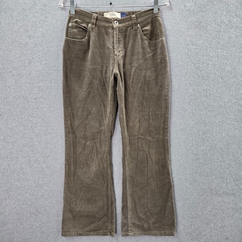 Gap Women Pants 2‎ Brown Ankle Corduroy Flare Fit Mid Rise